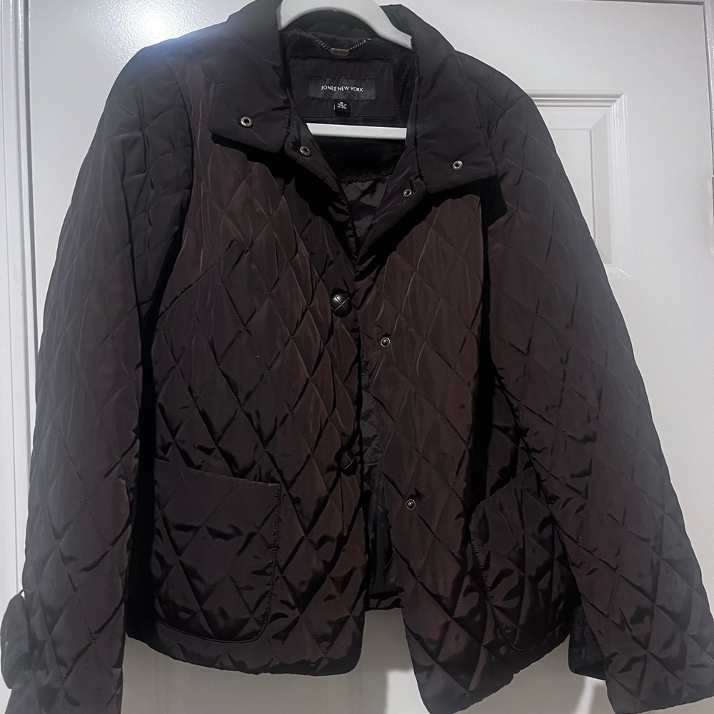 Jones New York Women's Dark Quilted Puffer Coat